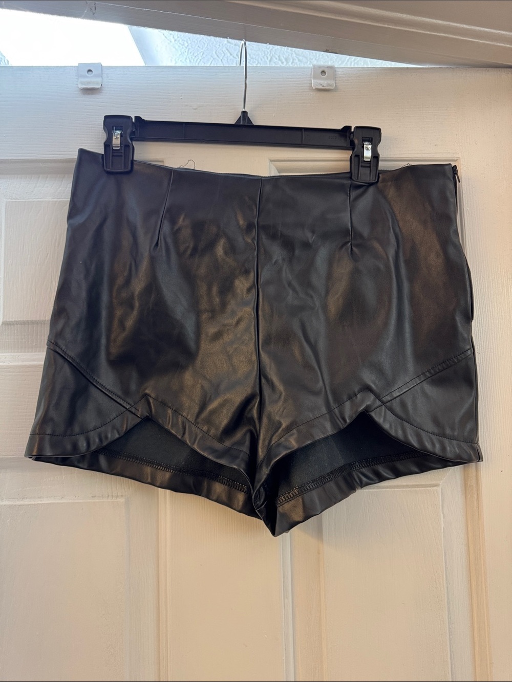 Black Faux Leather Women’s High-Rise Shorts